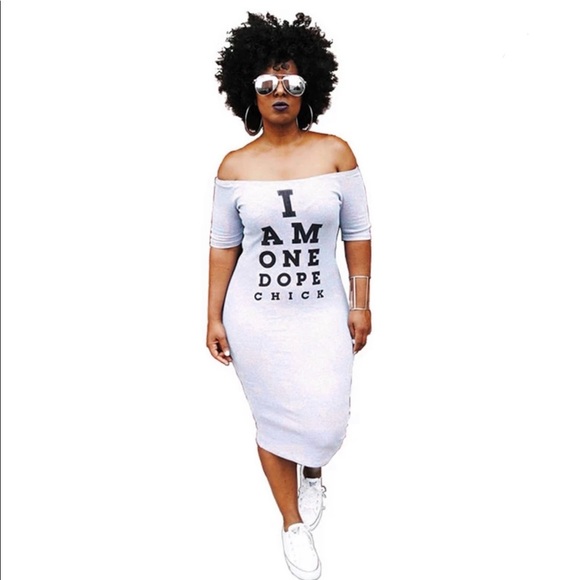 “I Am One Dope Chick” Women’s Bodycon Dress. - Picture 2 of 13